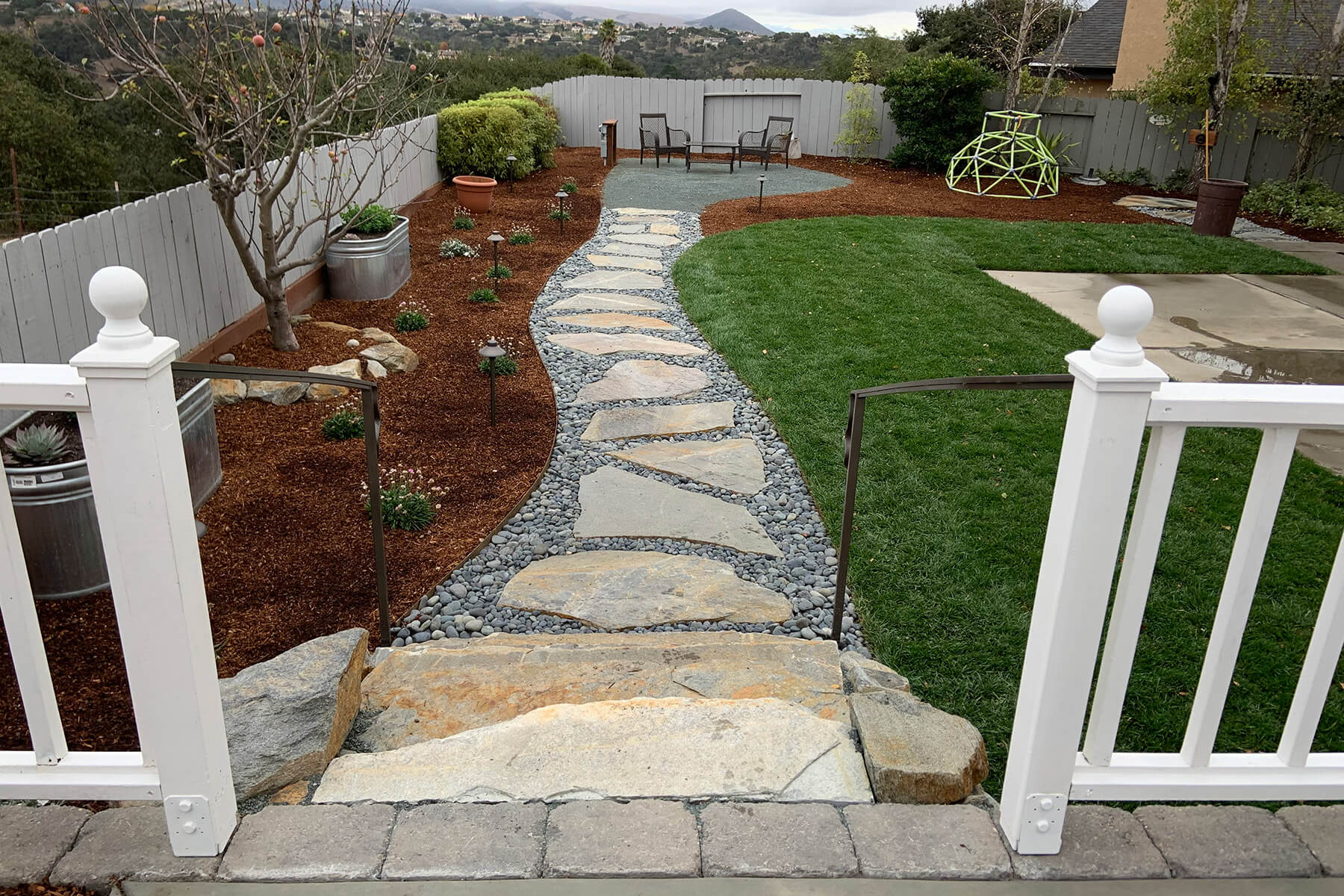 Stonework pathway and steps