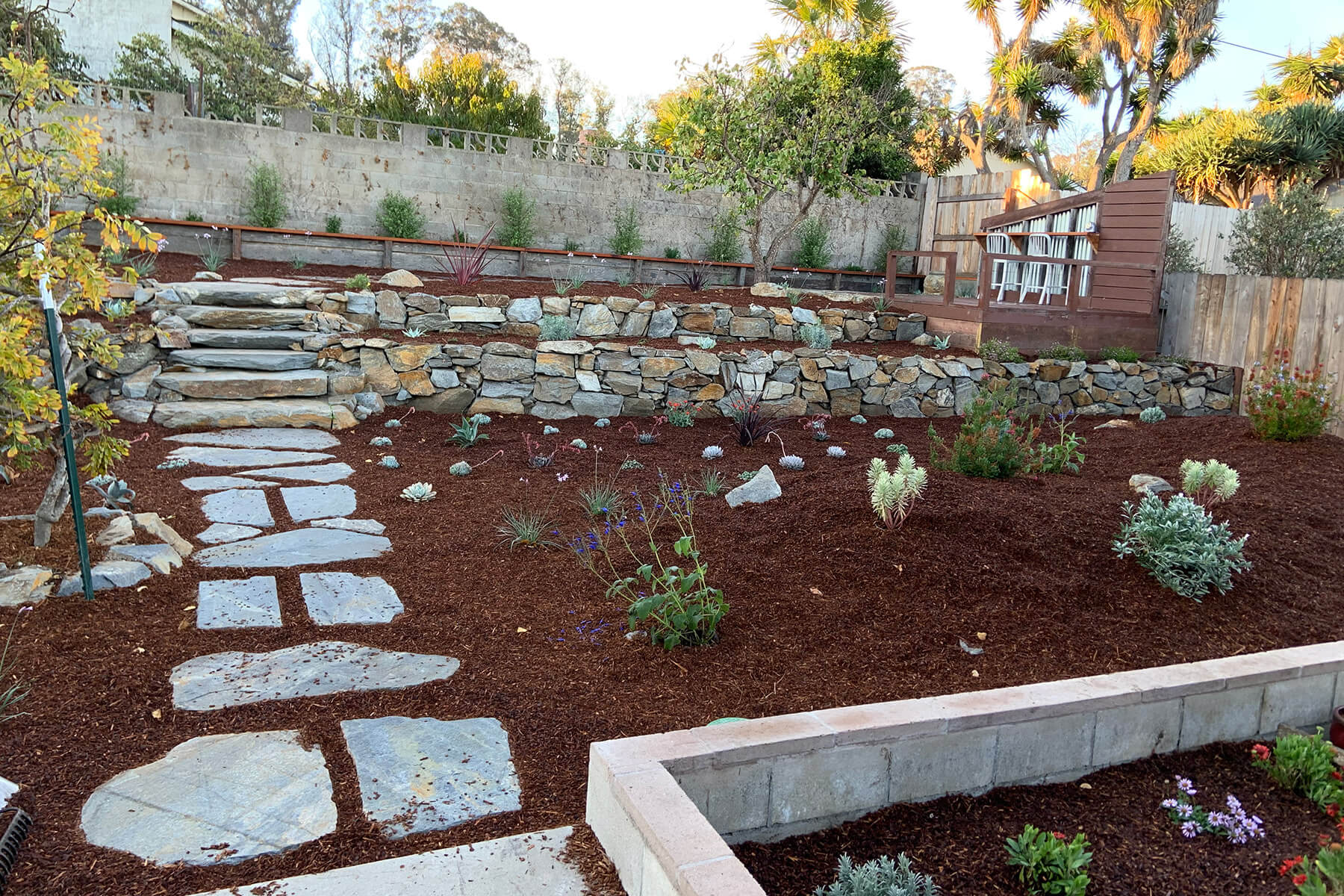 Stonework pathway and walls