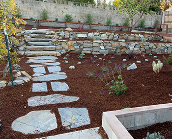 Stonework pathway and walls